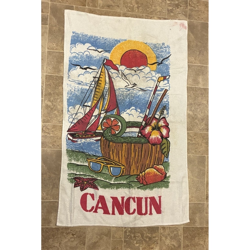 Vintage Cancun Mexico Beach Towel 54X32 inches